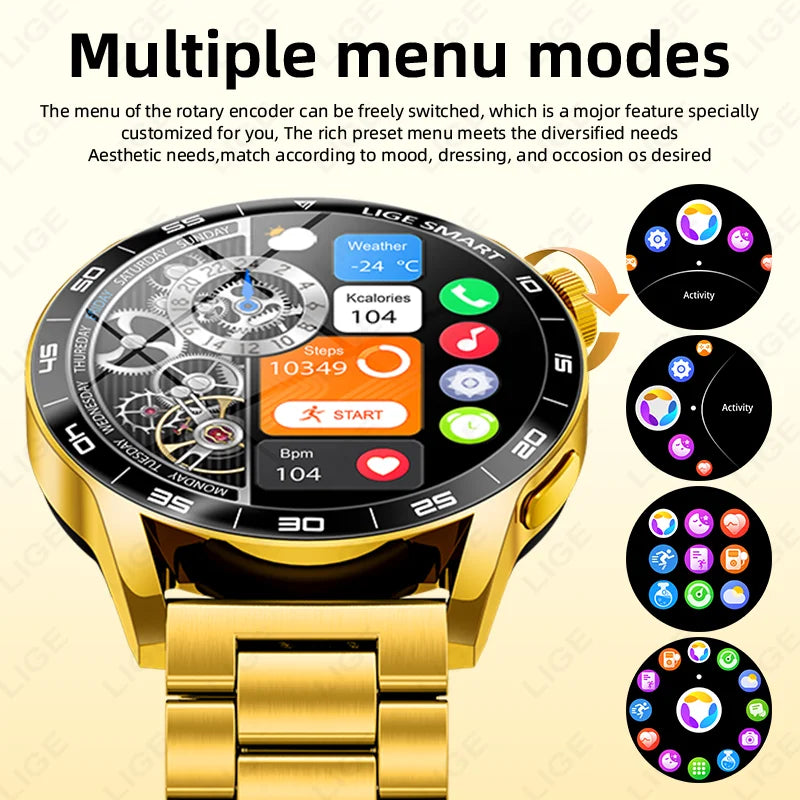 LIGE Luxury Smart Watch Health Sports Fitness Tracker Sleep Monitor Bluetooth Call Business Waterproof Smartwatch For Men Women