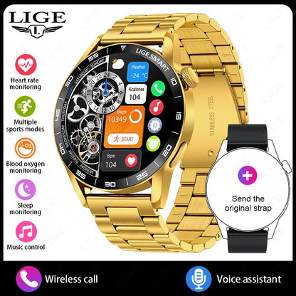 LIGE Luxury Smart Watch Health Sports Fitness Tracker Sleep Monitor Bluetooth Call Business Waterproof Smartwatch For Men Women