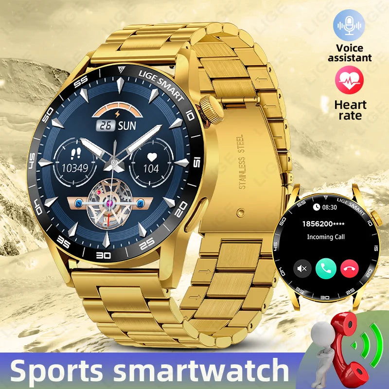 LIGE Luxury Smart Watch Health Sports Fitness Tracker Sleep Monitor Bluetooth Call Business Waterproof Smartwatch For Men Women