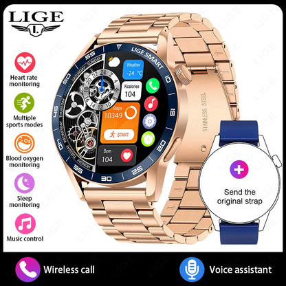 LIGE Luxury Smart Watch Health Sports Fitness Tracker Sleep Monitor Bluetooth Call Business Waterproof Smartwatch For Men Women