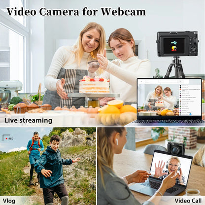 PureTone Audio 4K Digital Camera Autofocus Anti-Shake 48MP Camera 3'' 180° Flip Screen with Flash