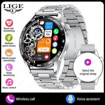 LIGE Luxury Smart Watch Health Sports Fitness Tracker Sleep Monitor Bluetooth Call Business Waterproof Smartwatch For Men Women
