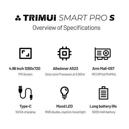 Trimui Smart Pro S Handheld Console 5000 mAh Battery Open Source, Linux
