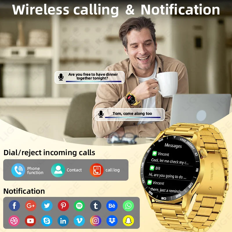 LIGE Luxury Smart Watch Health Sports Fitness Tracker Sleep Monitor Bluetooth Call Business Waterproof Smartwatch For Men Women