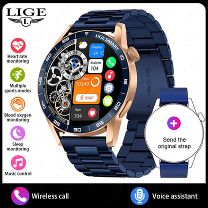 LIGE Luxury Smart Watch Health Sports Fitness Tracker Sleep Monitor Bluetooth Call Business Waterproof Smartwatch For Men Women