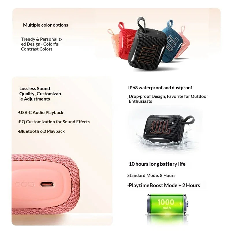 JBL GO5 Outdoor Travel Bluetooth Speaker IP68 Waterproof Mini Pocket Portable Wireless Beach Camping Loudspeaker