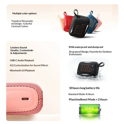 JBL GO5 Outdoor Travel Bluetooth Speaker IP68 Waterproof Mini Pocket Portable Wireless Beach Camping Loudspeaker